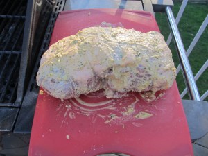 Lamb ready to go on the grill.