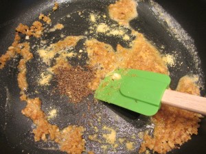 Dry mustard and caraway seed added to butter/crouton mix.