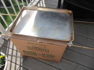 Smoker activated. Probe thermometer set for 150 degrees in thickest piece of fish.