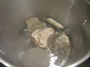 Steaming pan, ready to go.