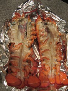 Cleaned lobsters, ready to be stuffed.