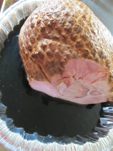 Roasting pan filled 1/2 to 2/3 full with Dr. Pepper.