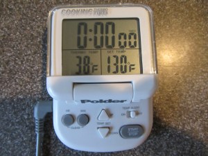 Starting temperature of 38 degrees, and goal temperature of 130 degrees.