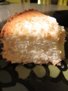 A slice of angel food cake.
