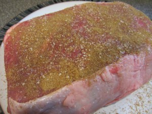 Meat seasoned with cumin and Kosher salt.